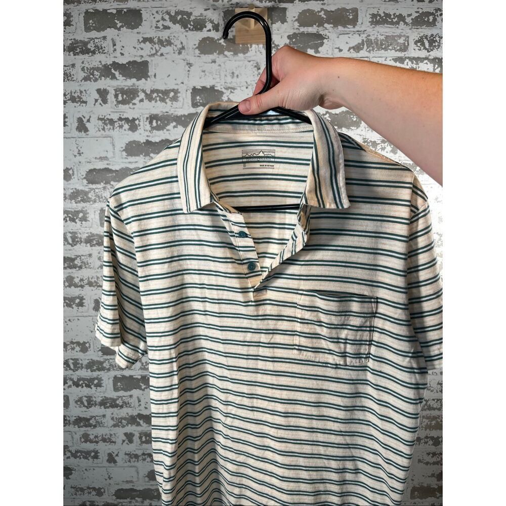 Patagonia | men striped short sleeve polo shirt organic cotton
